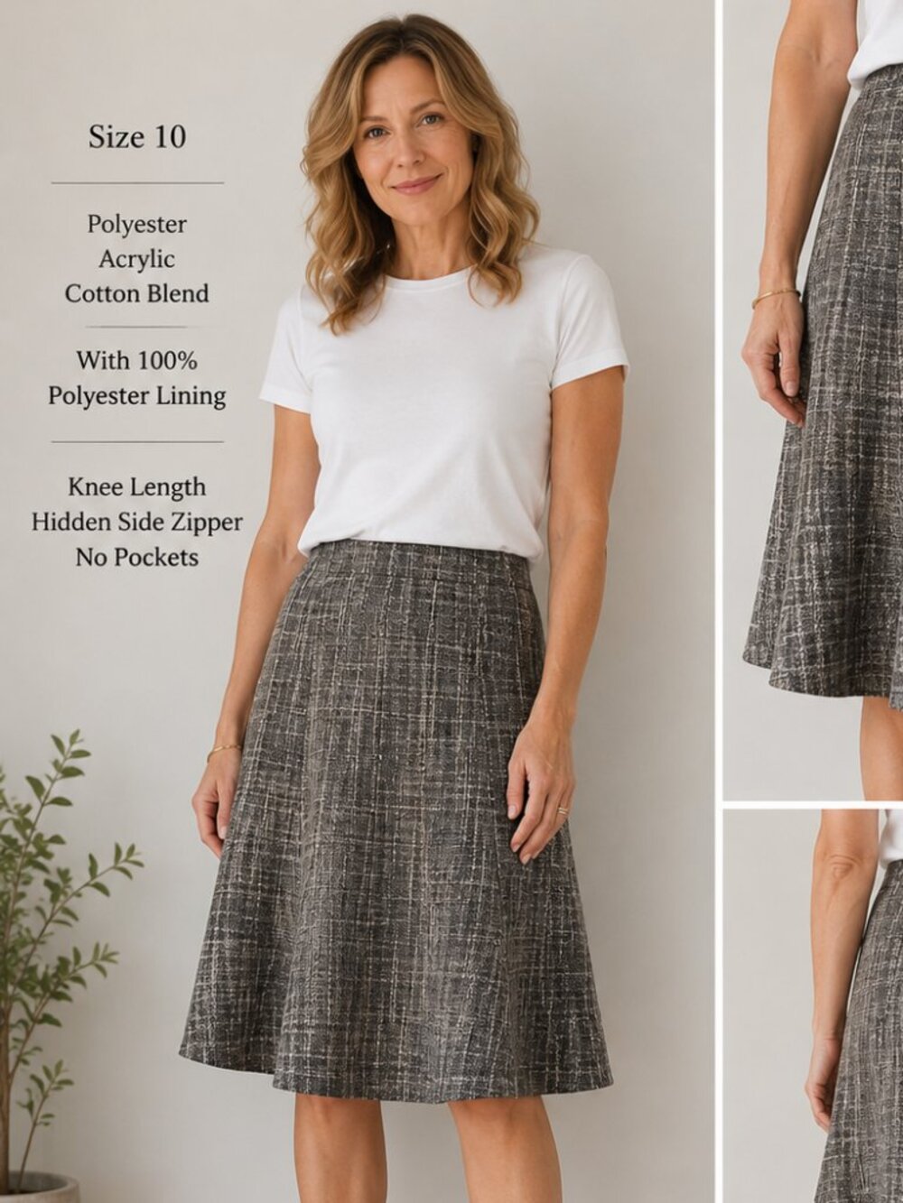 Mario Serrani Lined Tweed A-Line Skirt - Made in Italy
